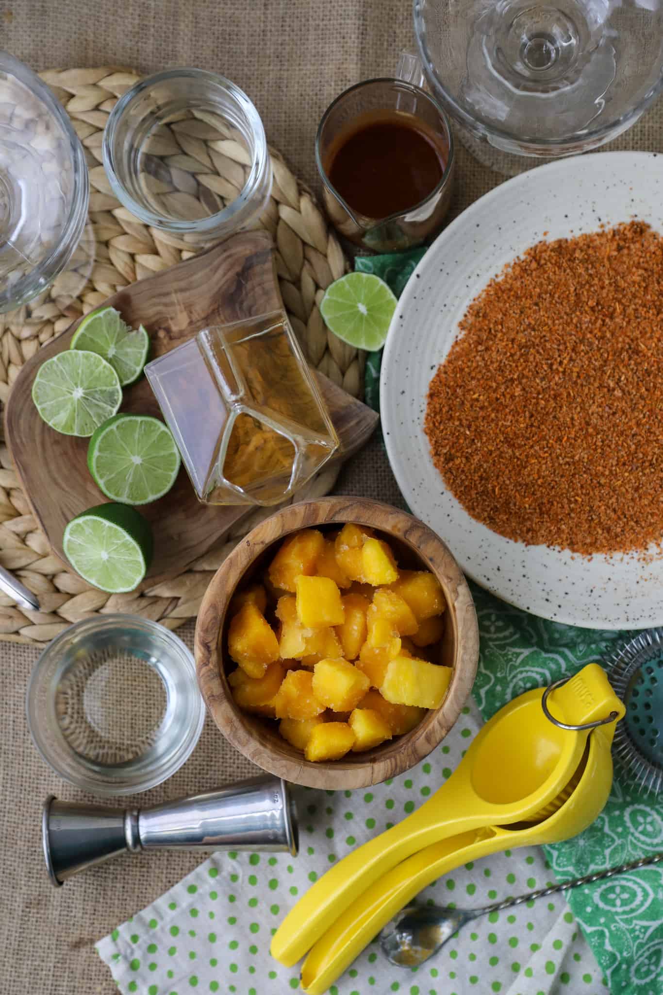 ingredients for mango chamoy margarita